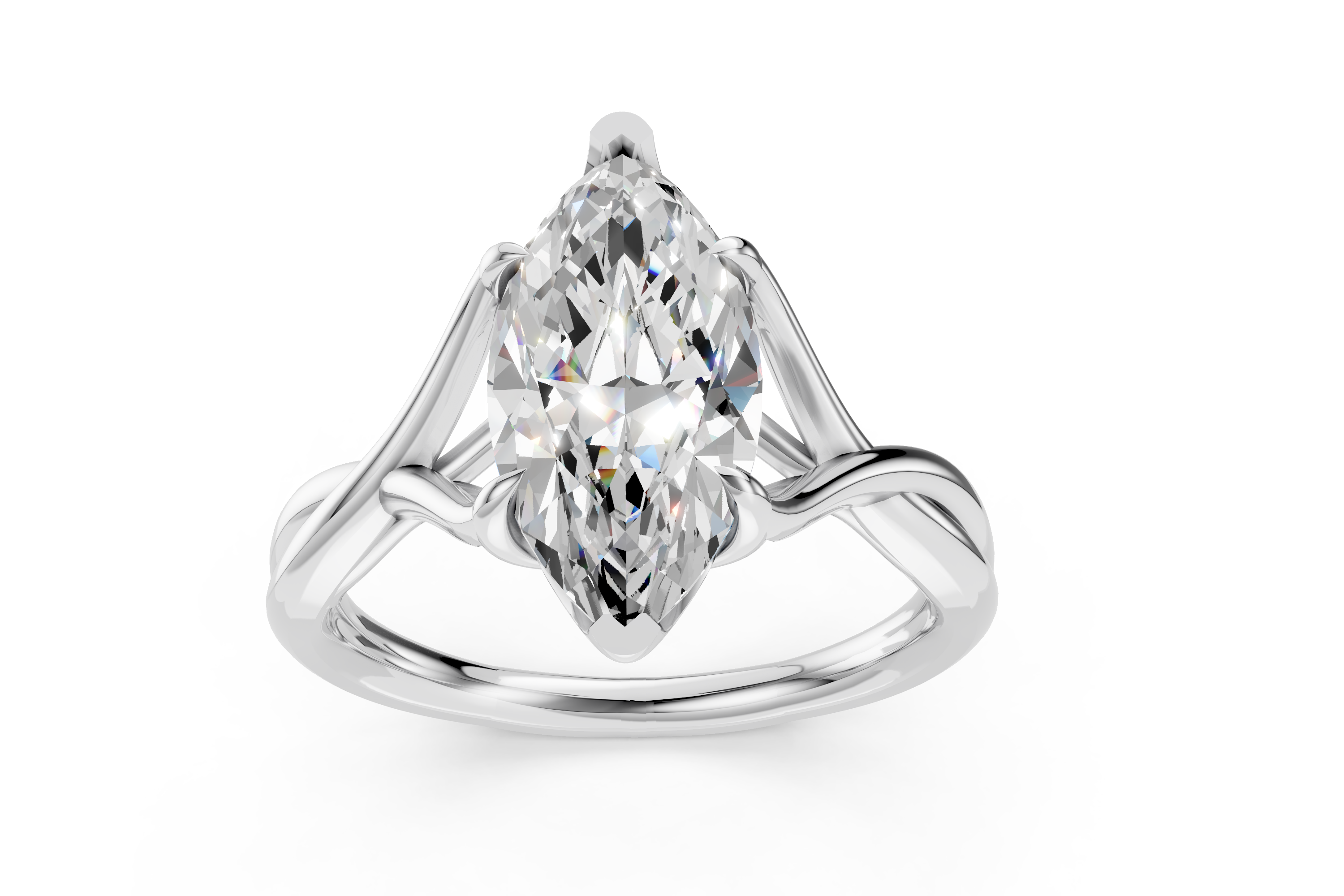 Exquisite Platinum Oval and Pear Diamond Cluster Ring (US Size 7.5)